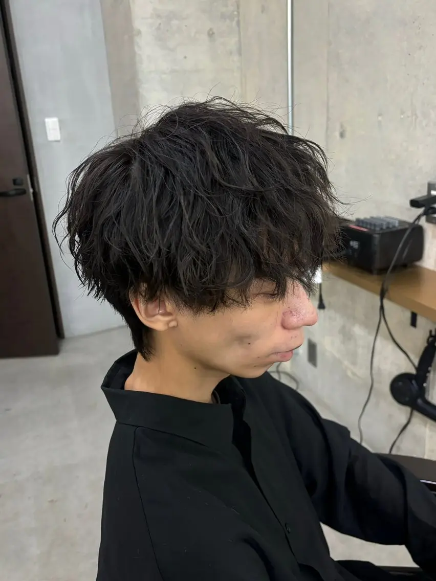パーマ メンズ カット パーマ ヘッドスパ メンズ特化/センター パート/吉田のヘアスタイル