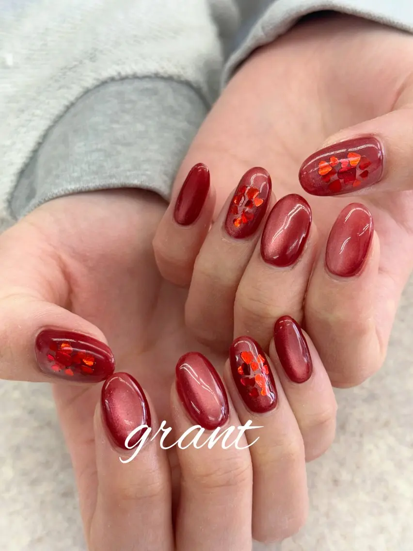 ネイル バレンタイン 冬ネイル nailsalon grantのネイルデザイン