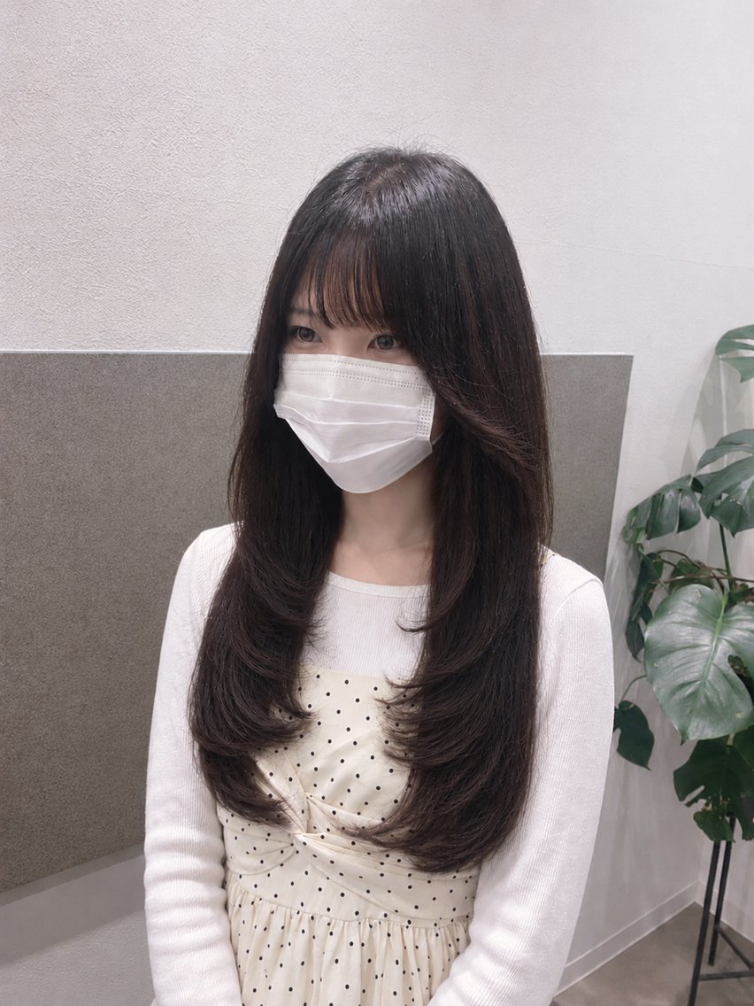 ロング レイヤーカット 艶カラー レイヤー 京都⌇kyoka♡のマツエク・マツパデザイン