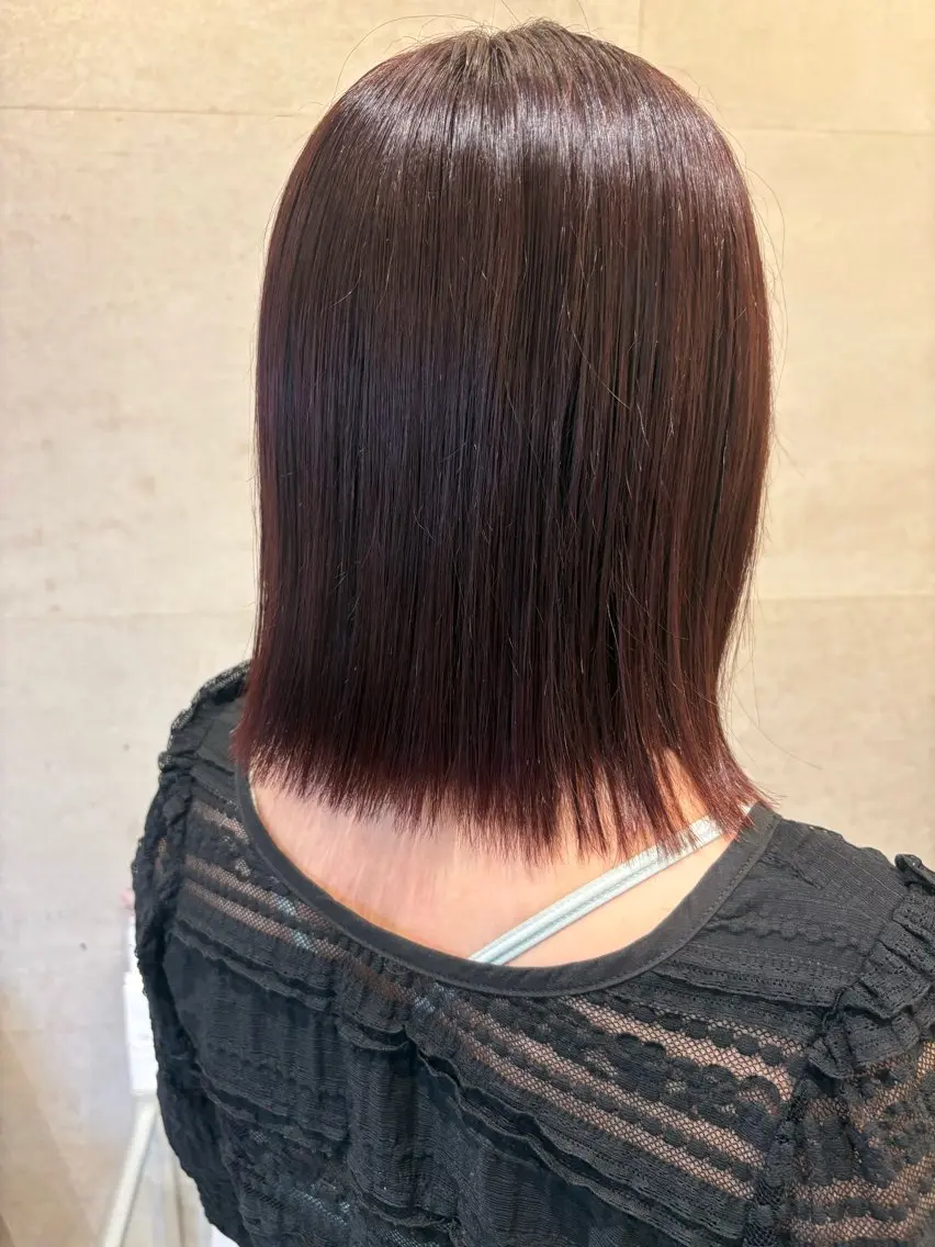 ミディアム カラー ブラウンカラー レッドカラー レッドブラウン タナサワ ナツミのヘアスタイル