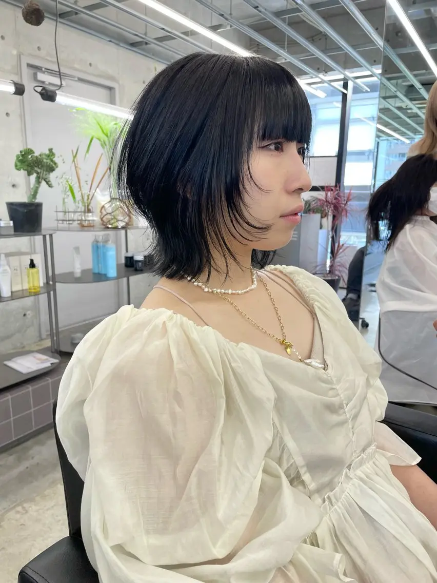 ショート カラー 黒髪 ボブ ウルフカット カット ヘアカラー トリートメント 艶髪/透明感カラー tawadaのヘアスタイル