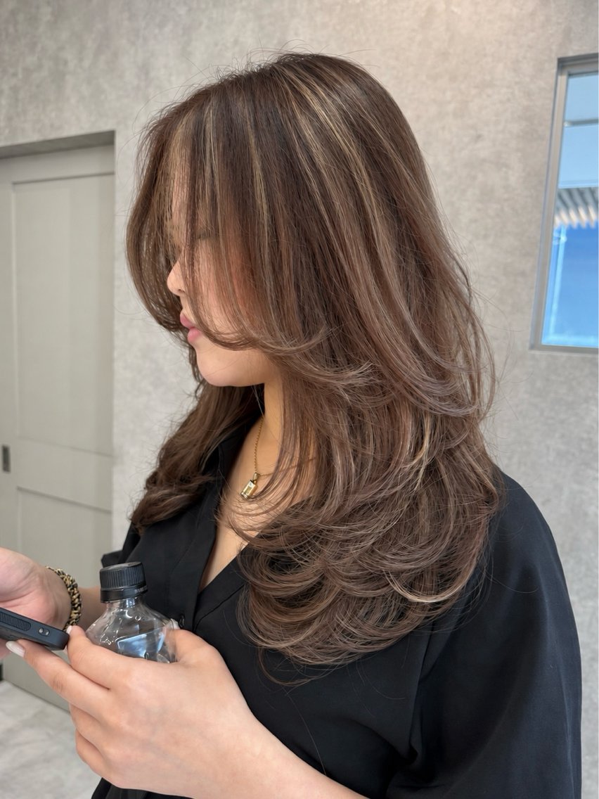 セミロング カラー レイヤーカット カット ヘアカラー 竹井俊介/ブリーチ /海外レイヤーのヘアスタイル