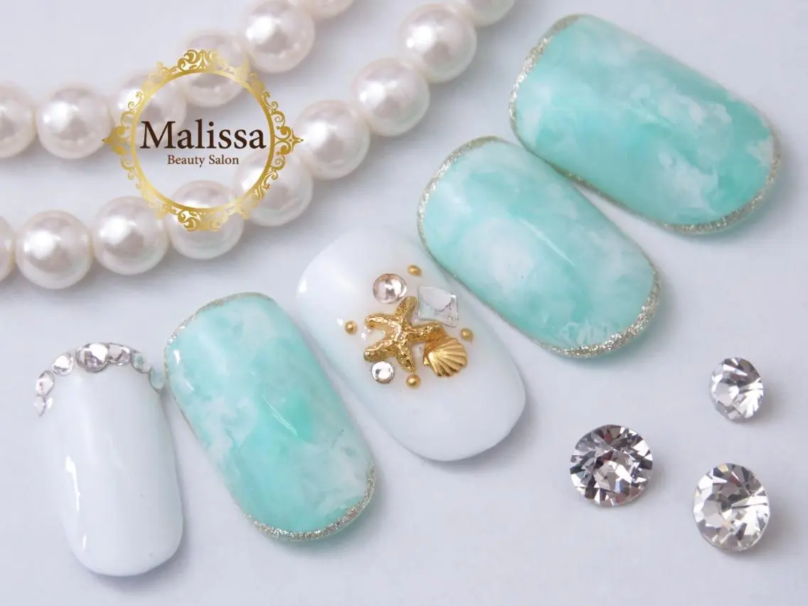 ネイル フットネイル ジェルネイル グリーン パラジェル スカルプネイル Malissa　 スカルプ&深爪歓迎◎のネイルデザイン
