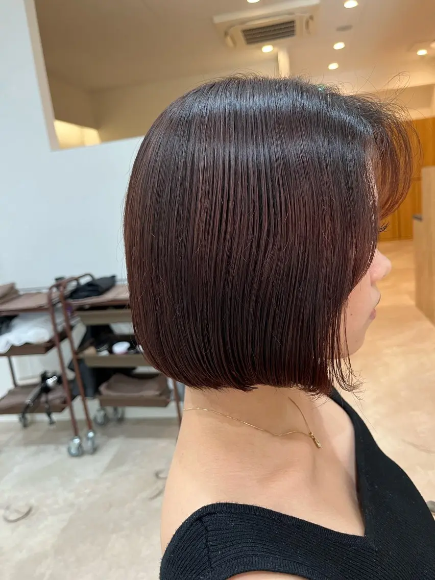 ミディアム カット ヘアカラー 暖色ボブ 🍊rikakoのヘアスタイル