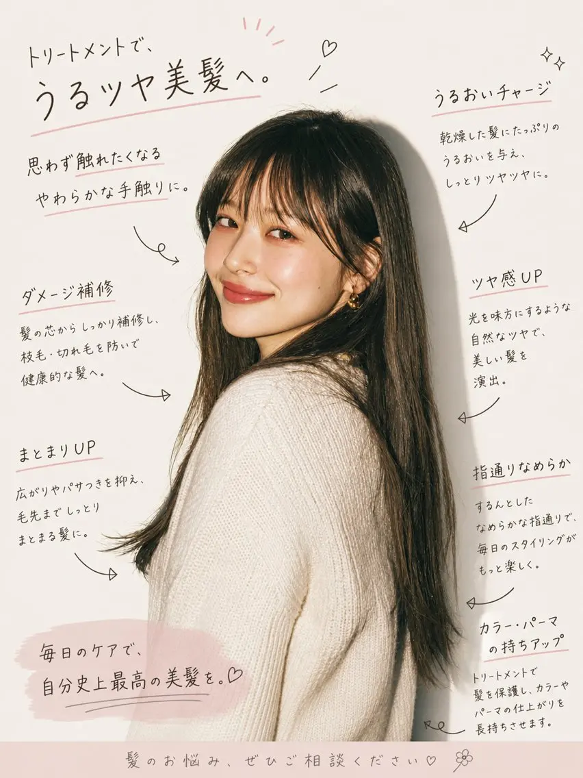【髪質改善効果✨】縮毛矯正+1stepトリートメントの写真