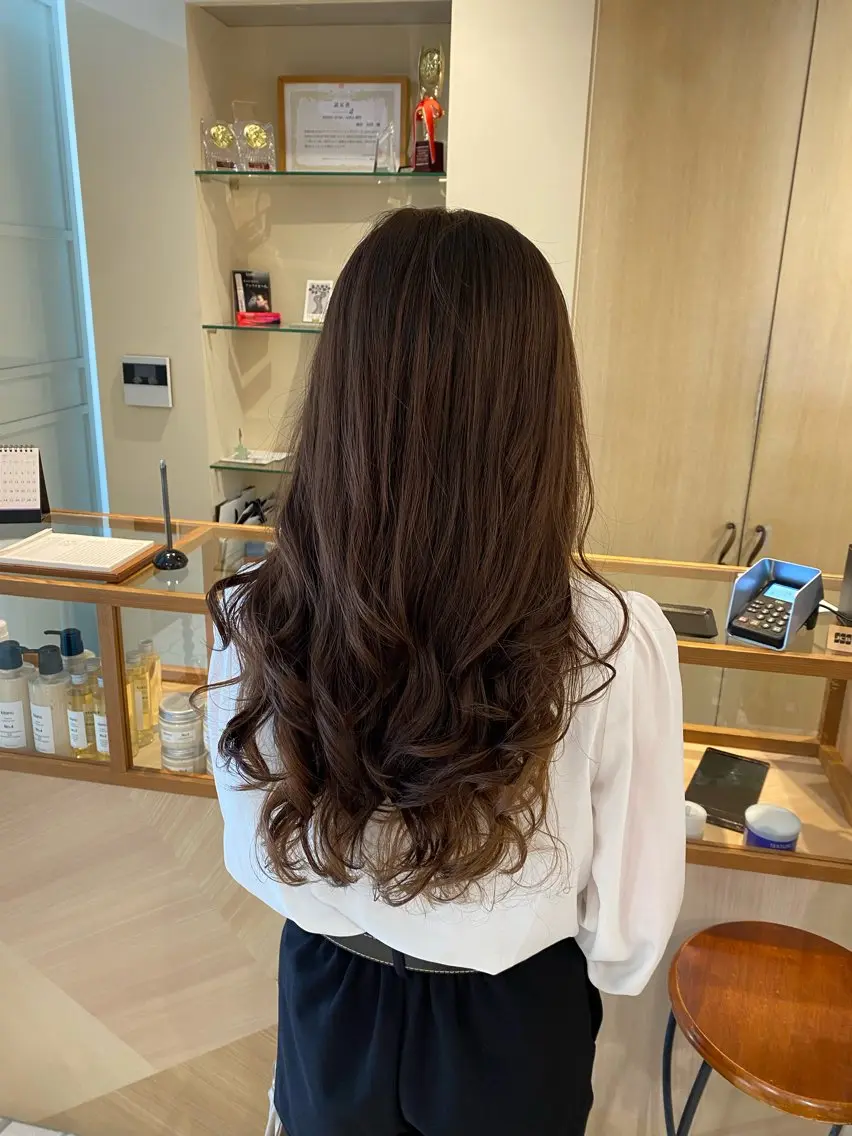 ロング カット パーマ トリートメント 三代 ゆりあのヘアスタイル