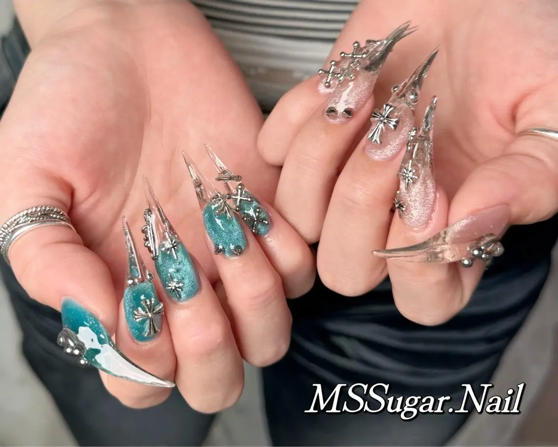 ネイル アートネイル ロングネイル マグネットネイル スカルプネイル ハンドネイル MSSugar Nailのネイルデザイン
