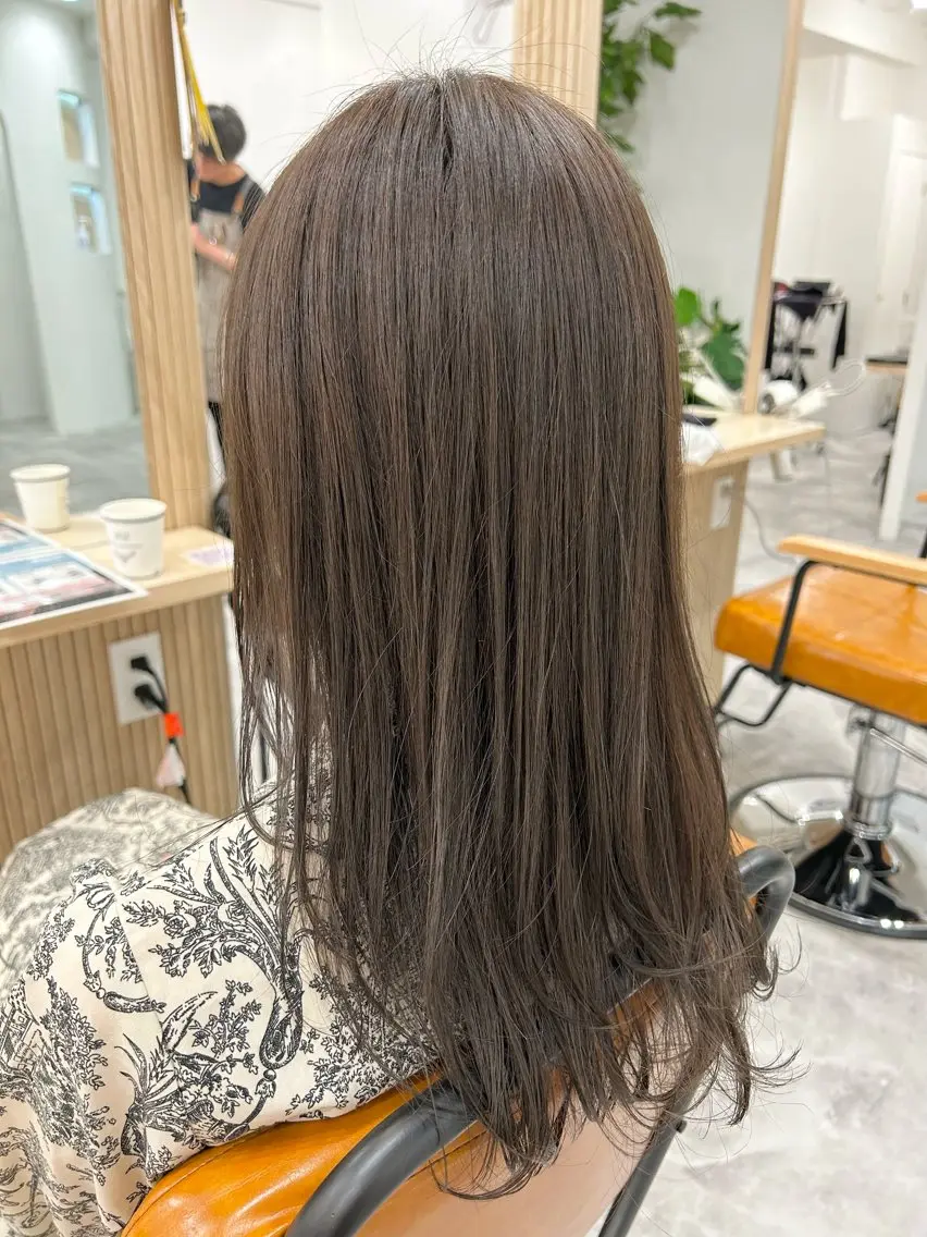セミロング カラー ベージュカラー ダブルカラー オリーブベージュ 顔まわりカット/ボブ /♡とーこ♡のヘアスタイル