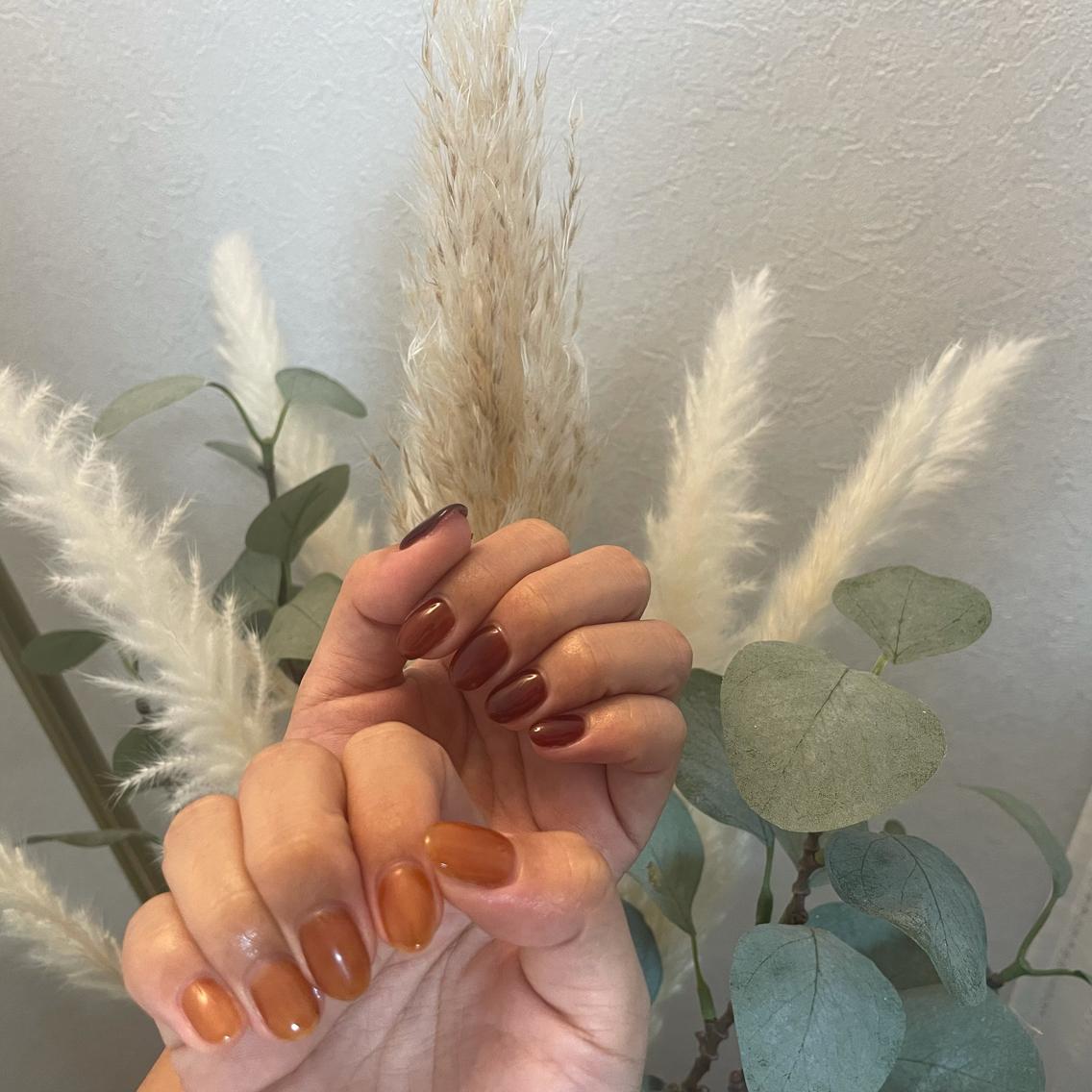 ネイル ブラウン ハンドネイル Nail Salon Aleumのネイルデザイン