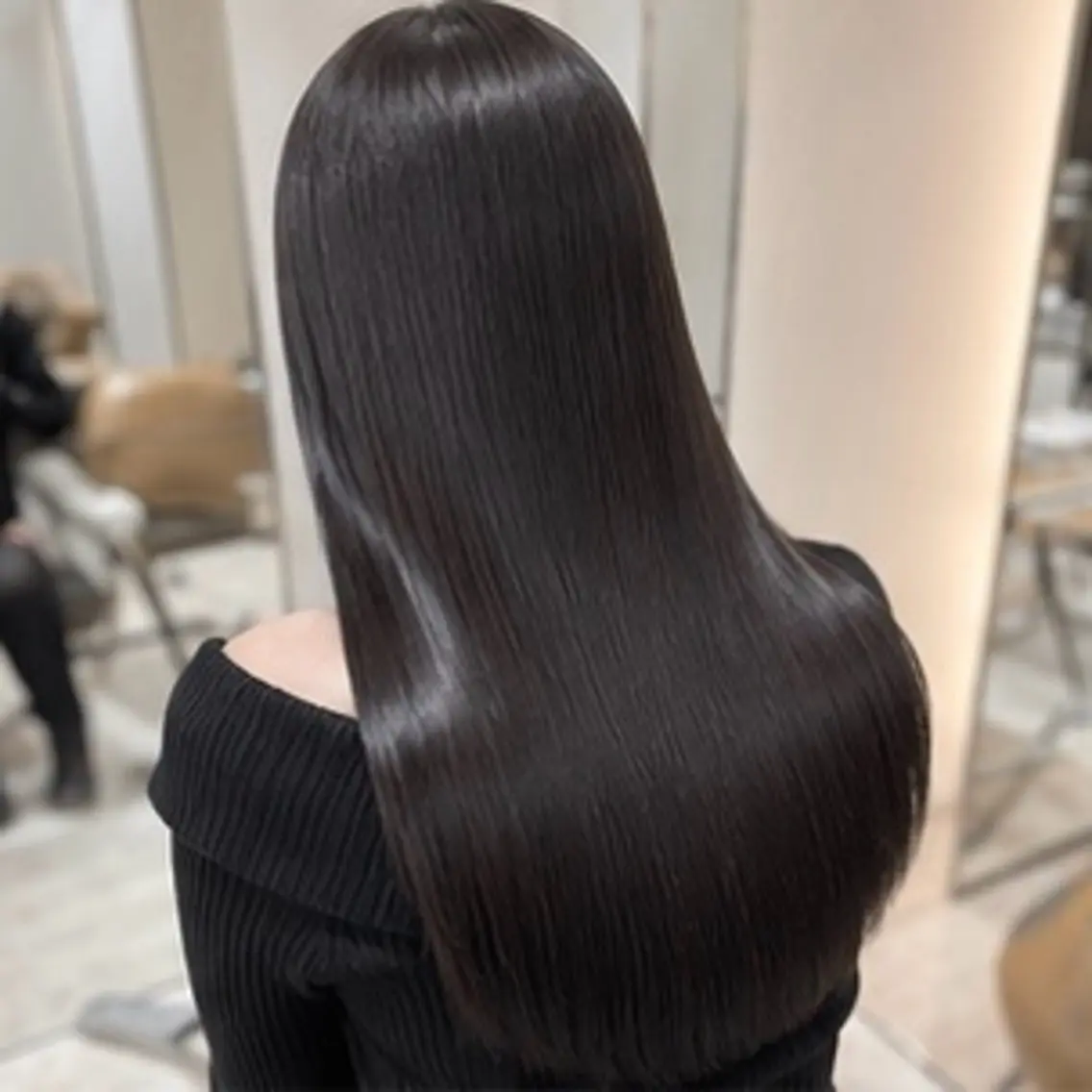ロング 髪質改善 韓国風ヘア レイヤーカット 縮毛矯正 ワンホンレイヤー カット ヘアカラー 縮毛矯正 👑髪質改善/透明感 カラー/レイヤー/Uのヘアスタイル