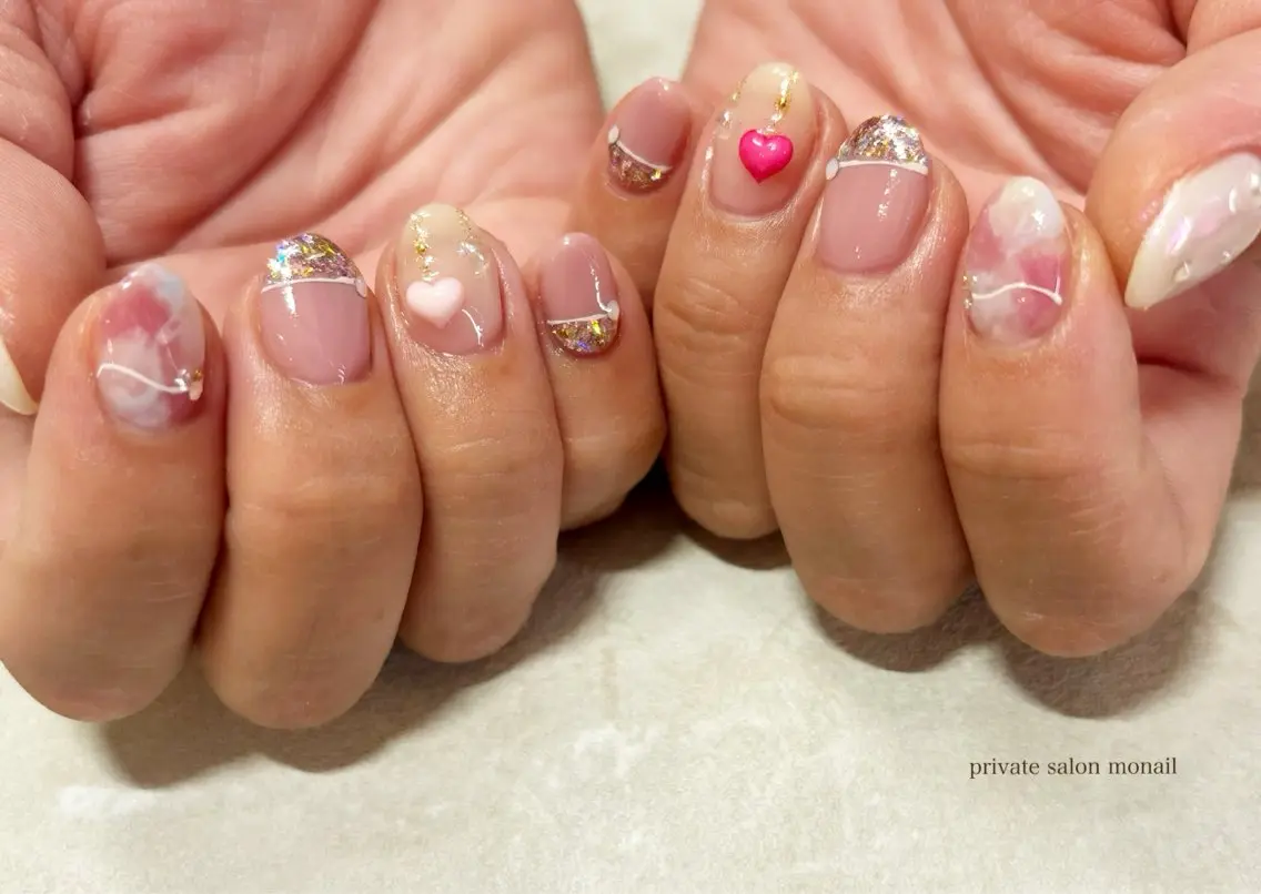 ネイル ハート nail salon monailのネイルデザイン