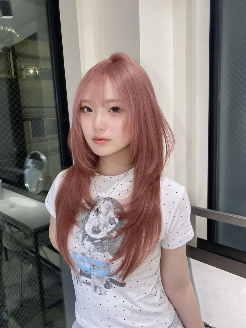 ロング ヘアカラー ミルクティー/韓国ヘ アHaruka🎀のヘアスタイル
