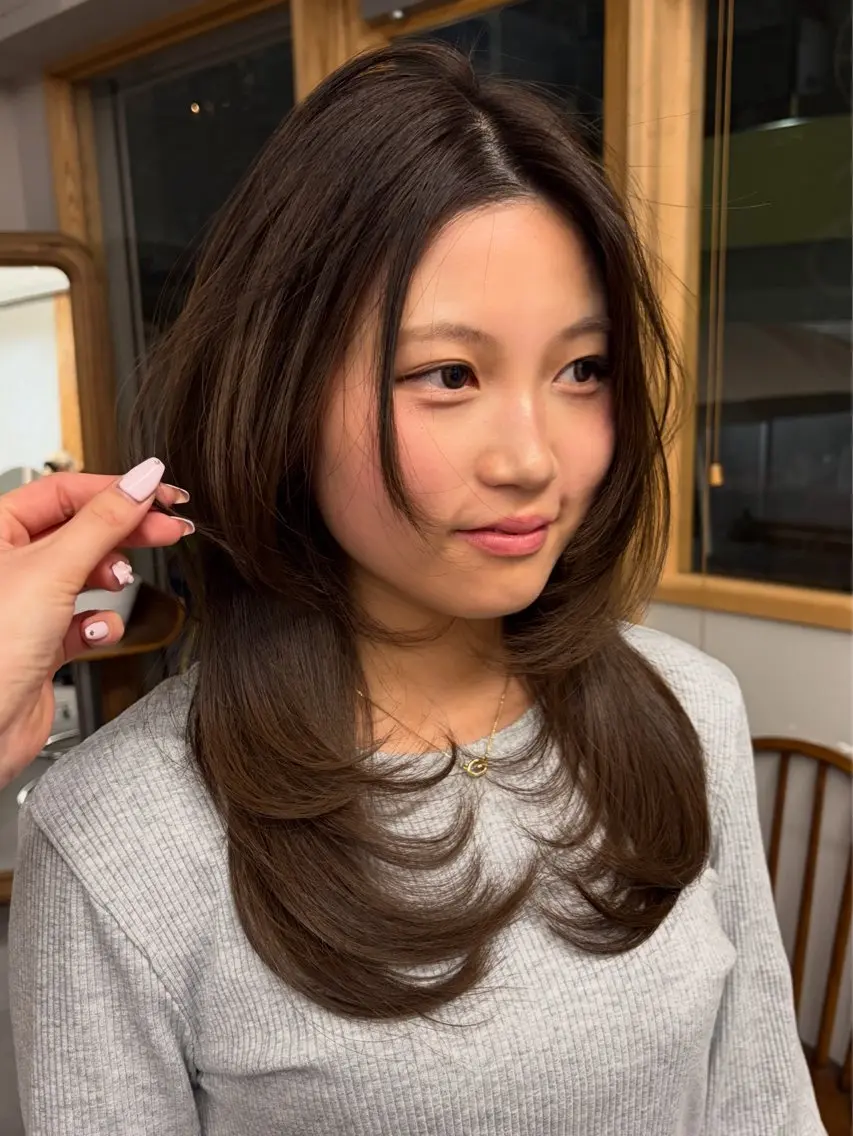 ✨ミディアムレイヤー＋ワンカラー✨の写真