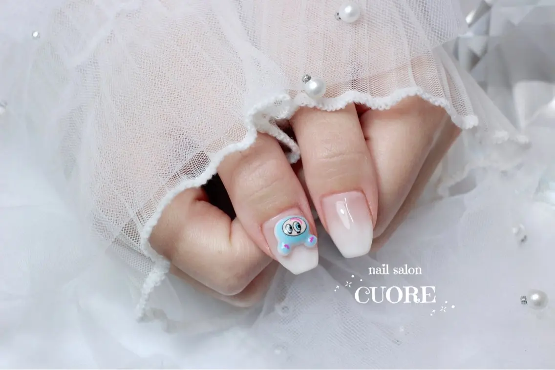 ネイル ブルー ジェルネイル グラデーション オフィスネイル シンプルネイル nail salon CUOREのネイルデザイン