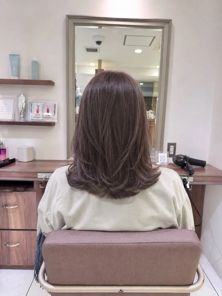 ミディアム 縮毛矯正 トリートメント カット 岡本 一太のヘアスタイル