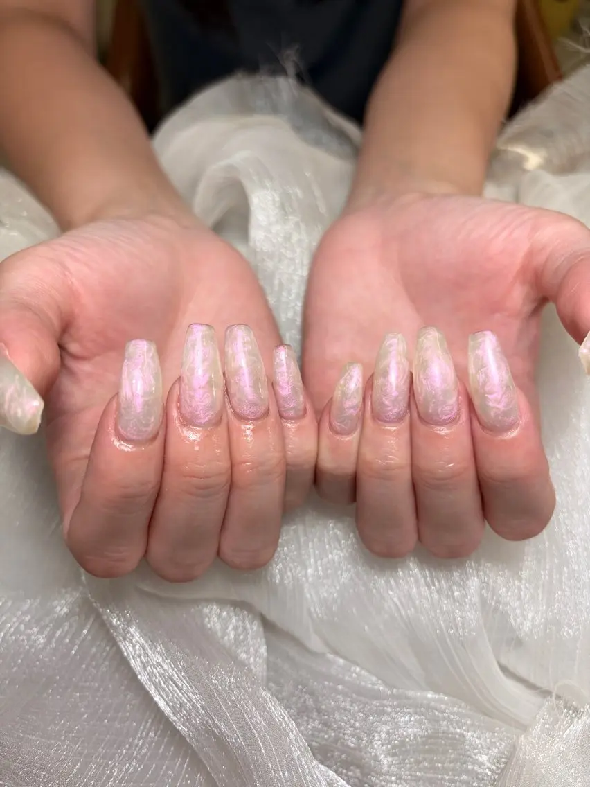 ネイル ハンドネイル ユリ🎀長さだし/ パラジェル/持ち込みのネイルデザイン