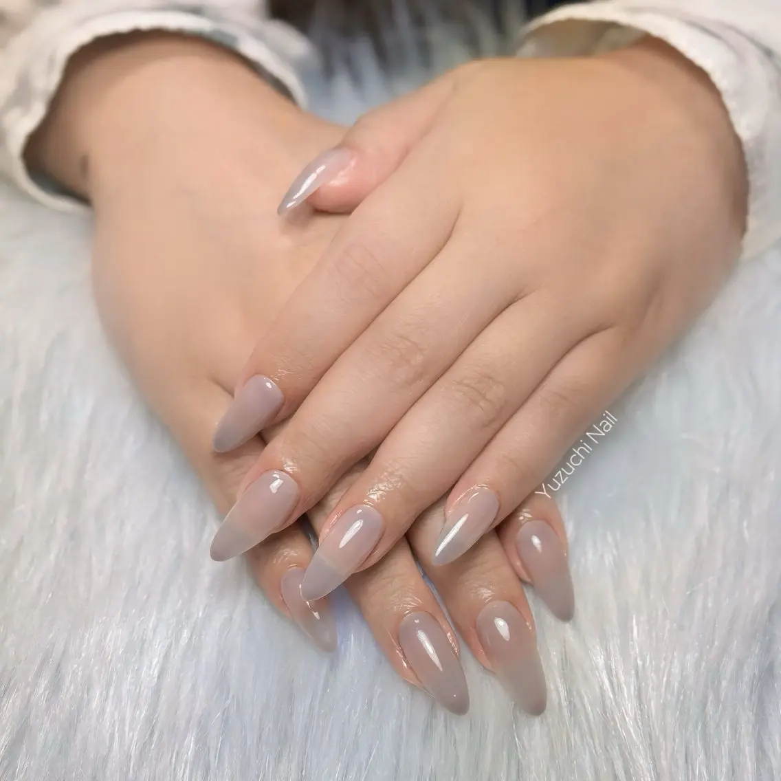 ネイル オーロラネイル チークネイル 長さ出し フットネイル ジェルネイル Yuzuchi Nailのネイルデザイン