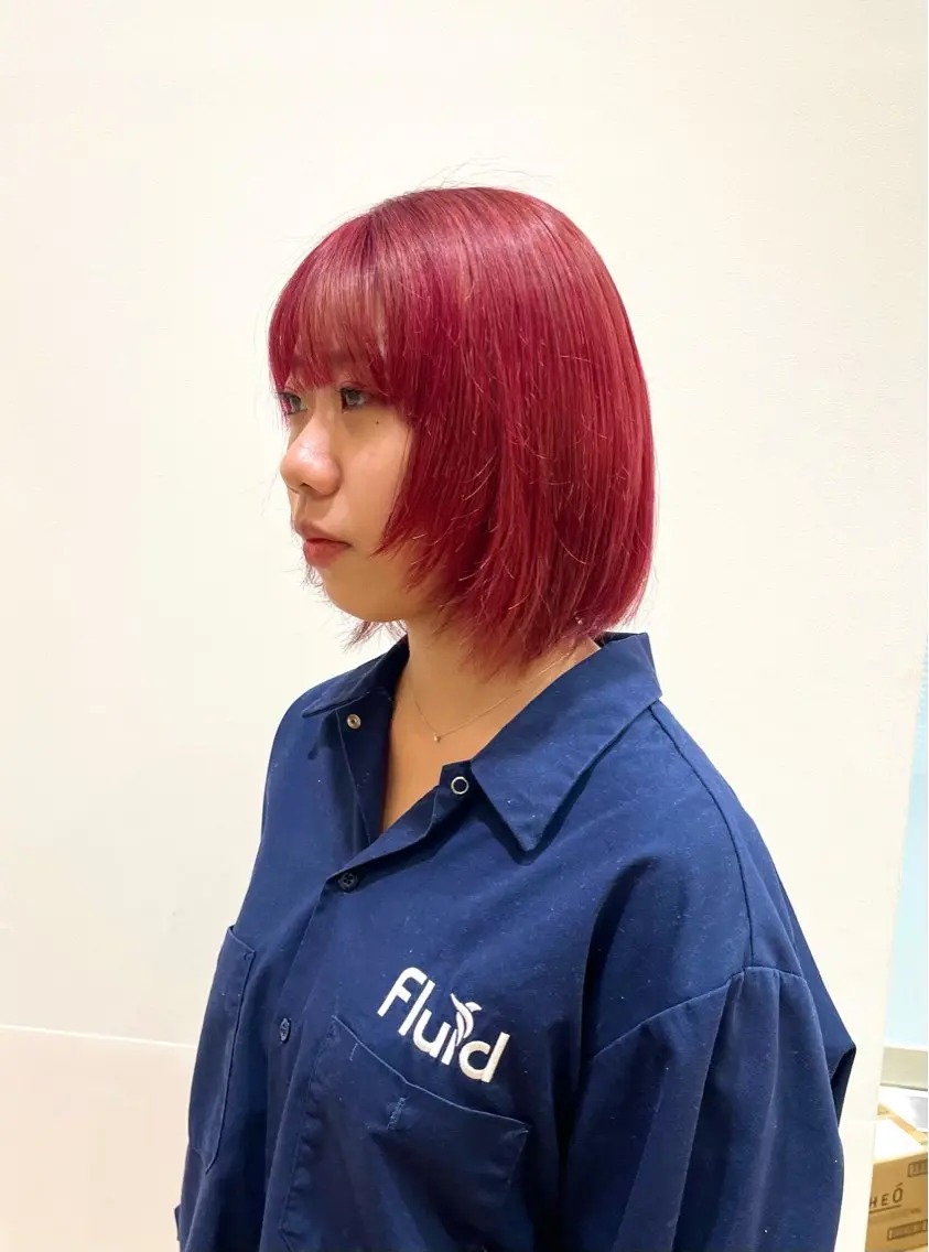ミディアム カラー レッドカラー 田中 真白のヘアスタイル