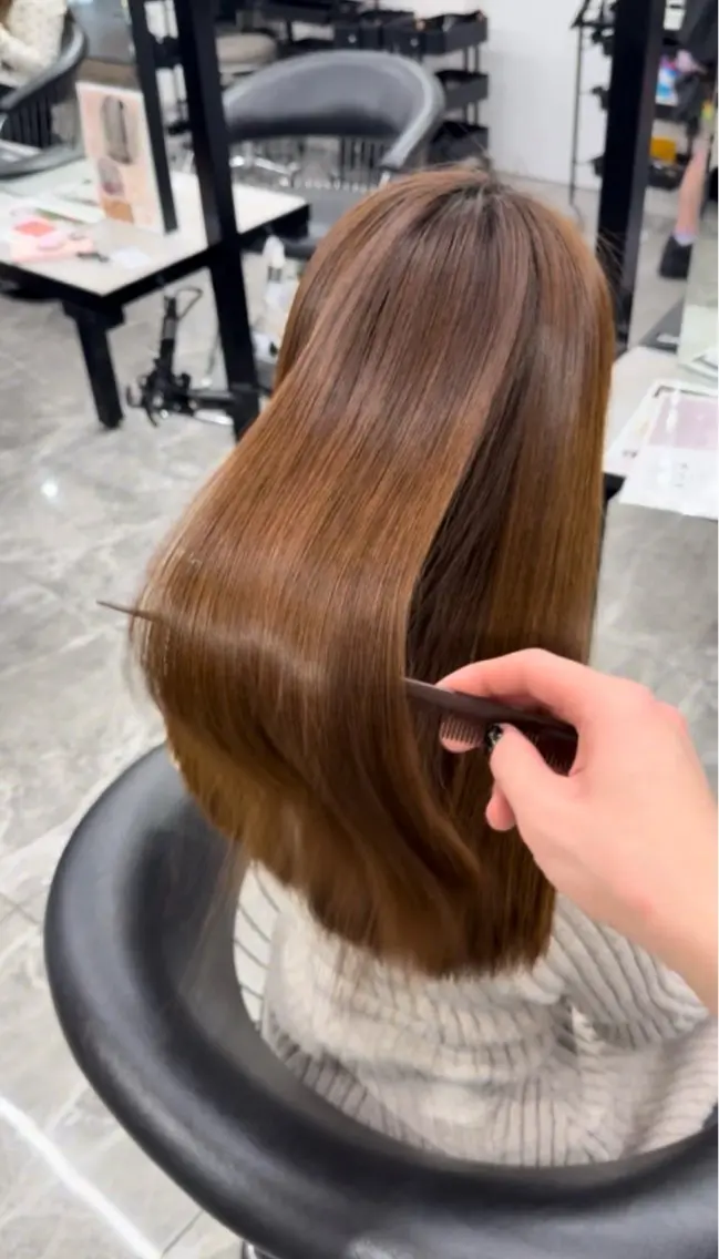 ロング カット ヘアカラー 縮毛矯正 トリートメント りきと🦋河原町 縮毛矯正/艶カラーのヘアスタイル