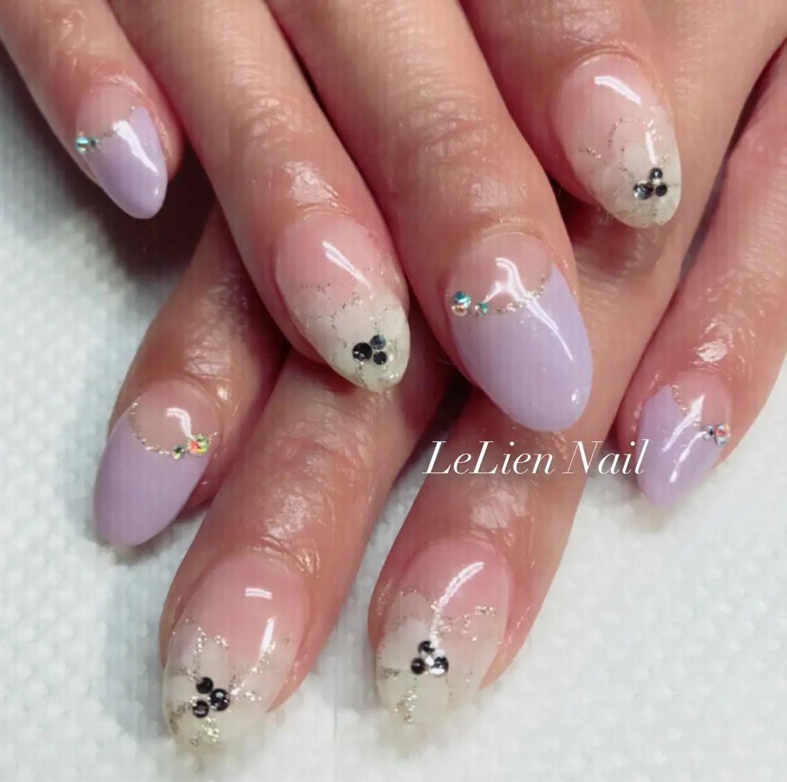 ネイル フラワーネイル フレンチネイル パープル モチの良さ◉ フィルインネイル♡のネイルデザイン