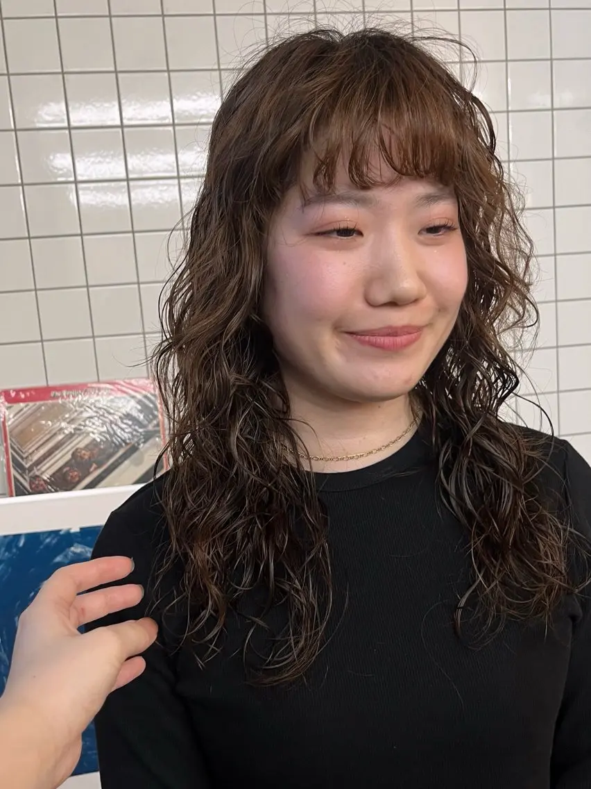 セミロング パーマ ボブパーマ/パーマ ウルフパーマのヘアスタイル