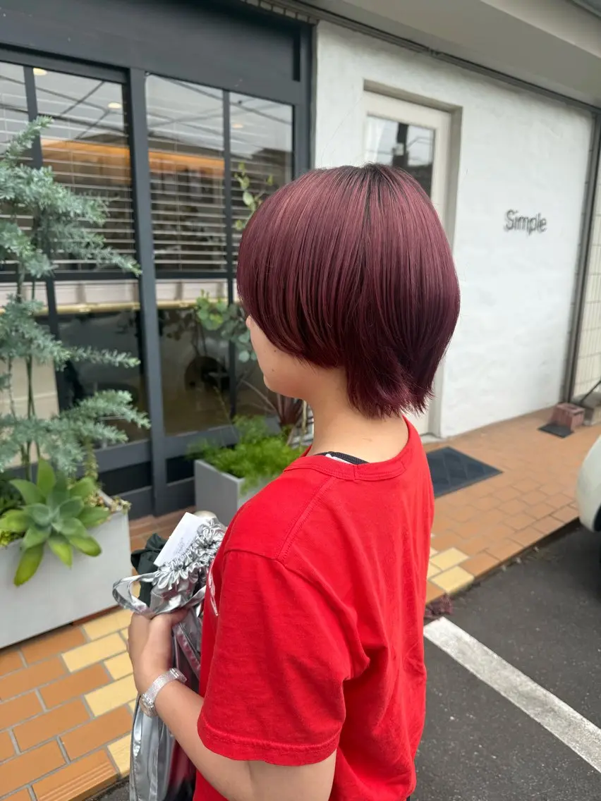 ミディアム カラー ピンクカラー 金子 彩心のヘアスタイル