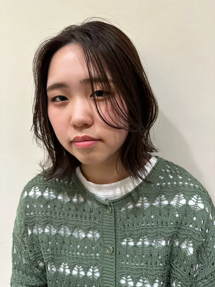 ミディアム くびれヘア 似合わせカット カット 松下仁美 /切りっぱなしボブのヘアスタイル
