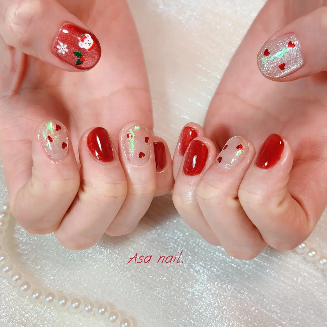 ネイル ジェルネイル マグネットネイル 冬ネイル クリスマス Asa Nail 亀戸 平井のネイルデザイン