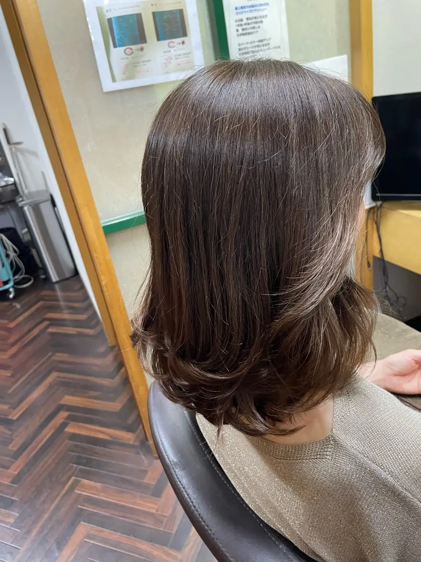 ミディアム カラー 透明感カラー ハイライトカラー ハイライト katae sayoriのヘアスタイル