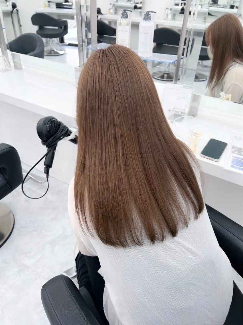 ミディアム ブラウンベージュ🤎 ブリーチなし🤎のヘアスタイル