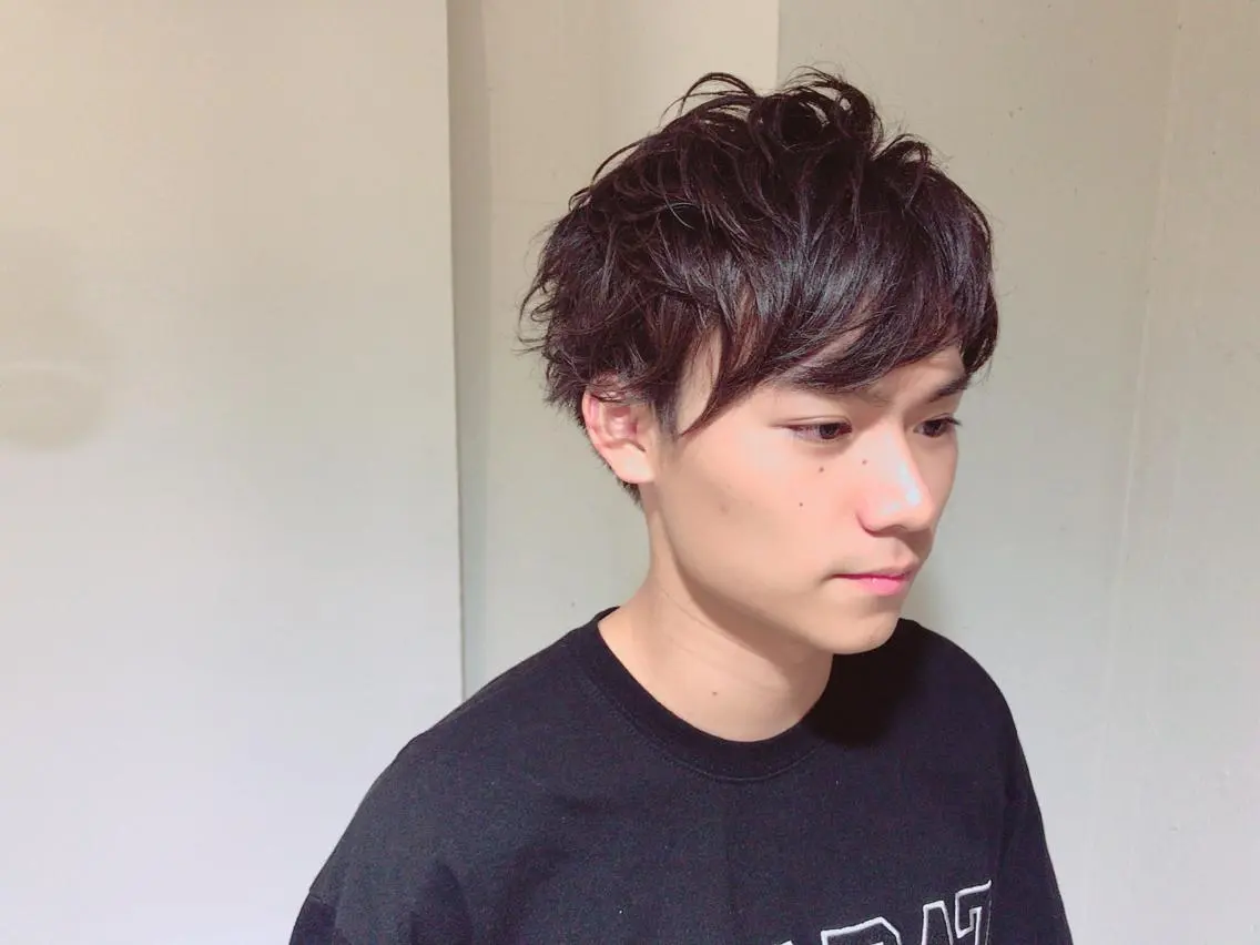 ショート カラー パーマ ヘアアレンジ メンズ カット パーマ ちこ .のヘアスタイル