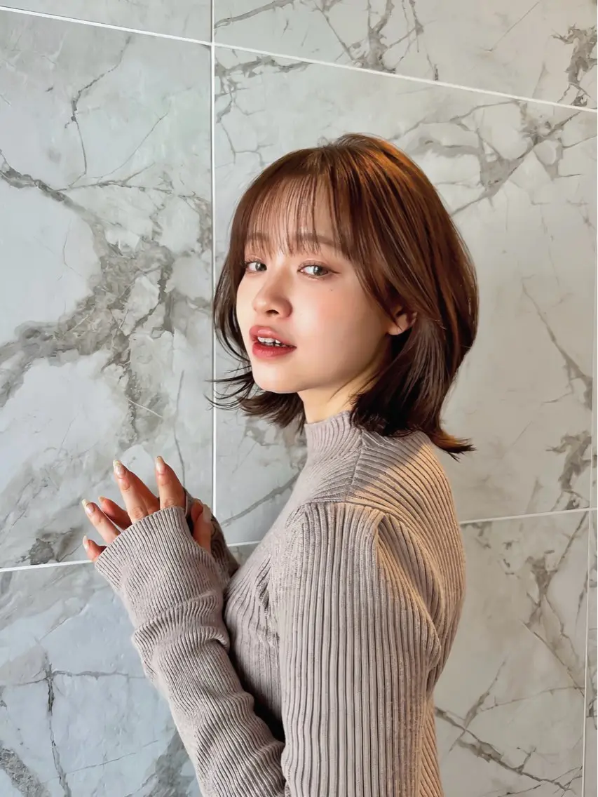 ミディアム カット ヘアカラー トリートメント HIROKI /艶カラー/カットのヘアスタイル