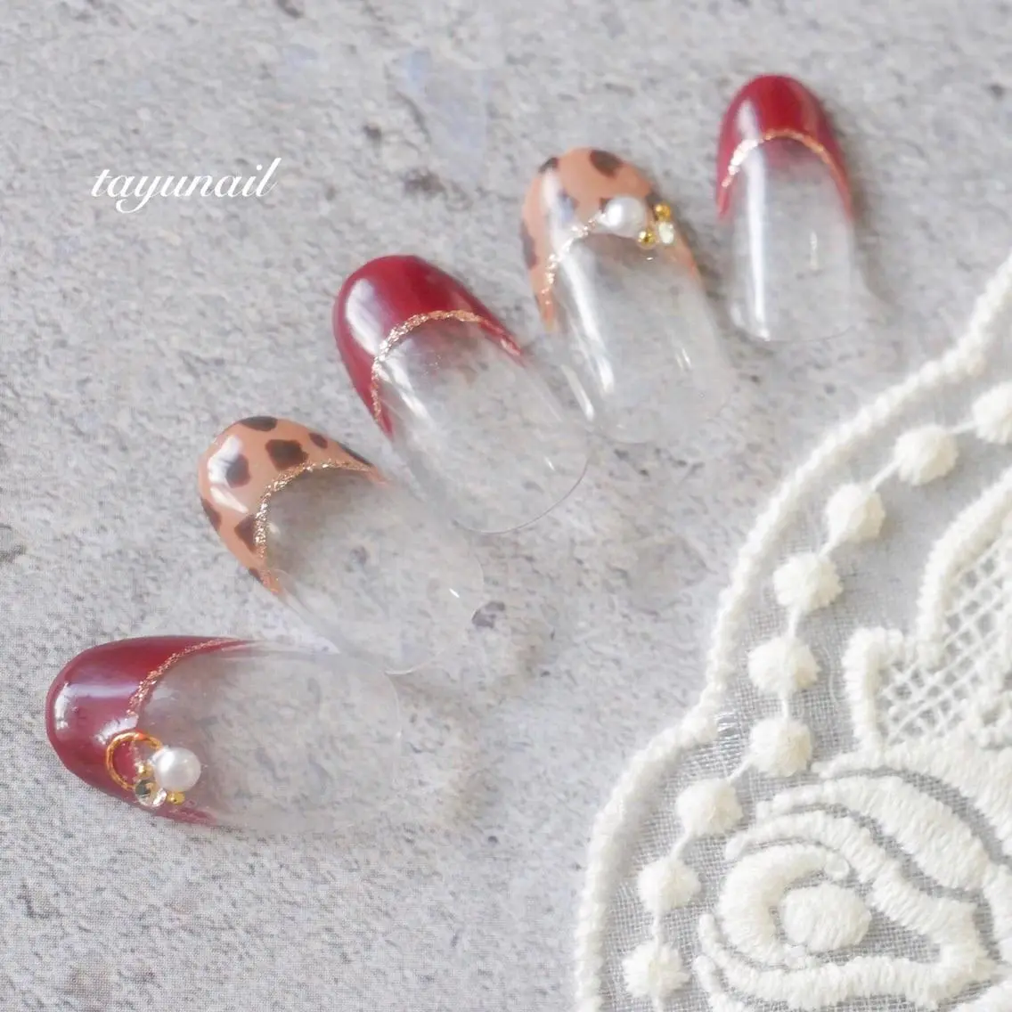ネイル アニマル柄 アートネイル フレンチネイル ジェルネイル ニュアンスネイル ハンドネイル ネイルサロン 【たゆnail】のネイルデザイン