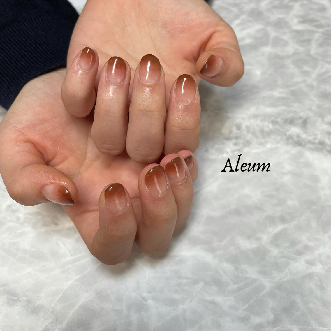 ネイル ブラウン ハンドネイル Nail Salon Aleumのネイルデザイン