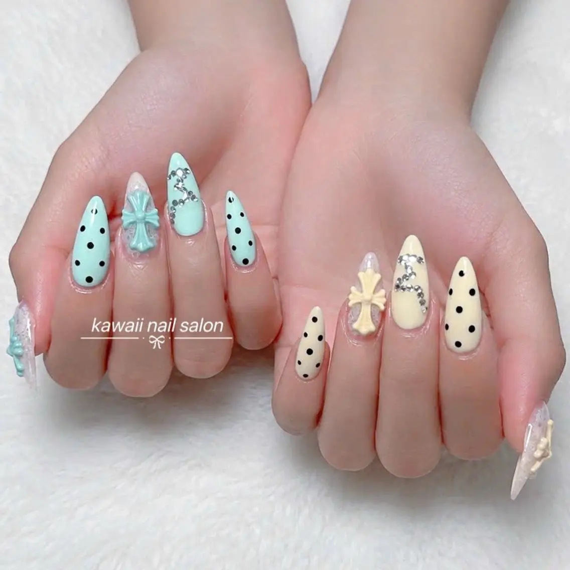 ネイル ドット フレンチネイル 韓国ネイル マグネットネイル オフィスネイル Kawaii Nail Salonのネイルデザイン