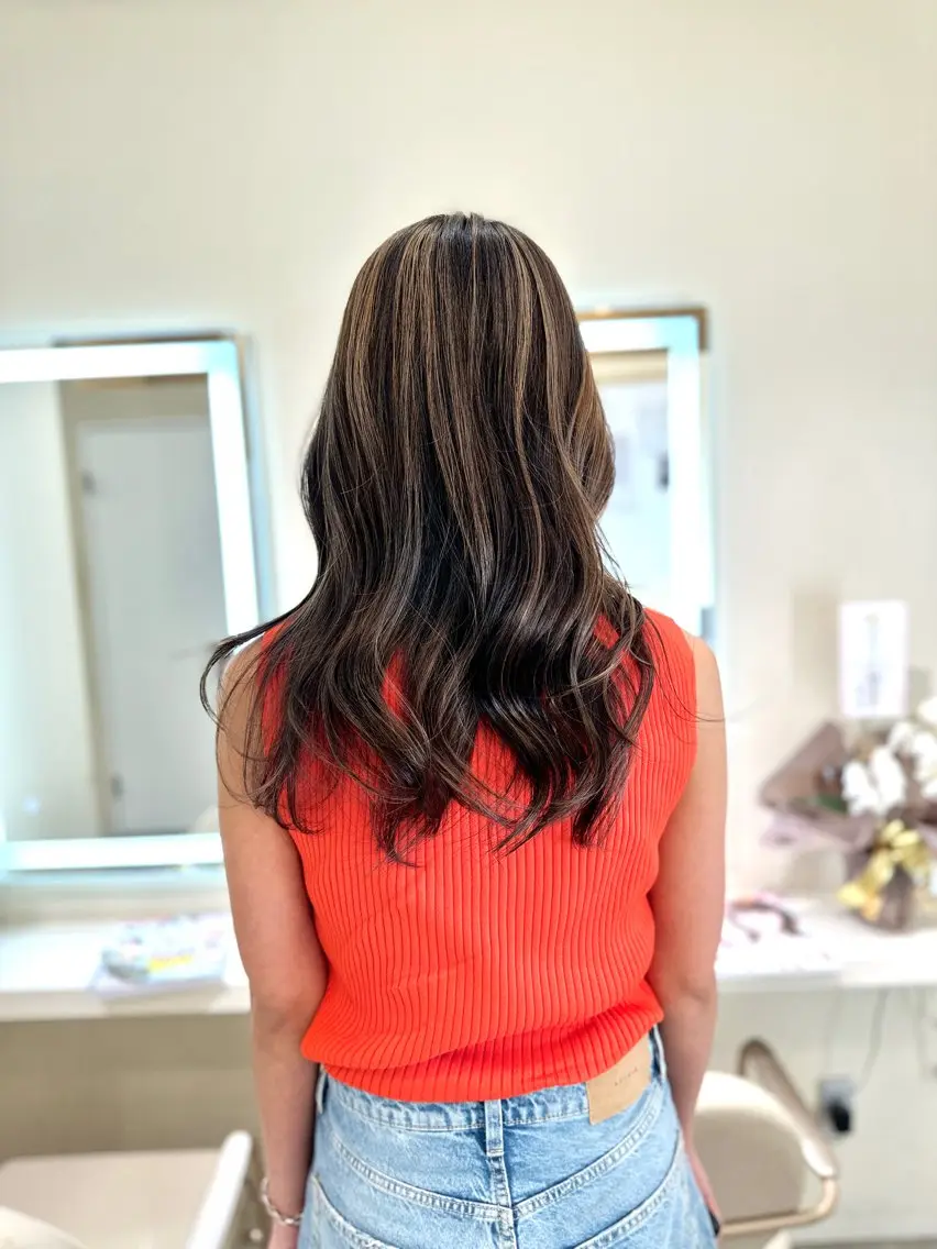 ロング カラー アディクシーカラー バレイヤージュ ブリーチ デザインカラー ダブルカラー ヘアカラー トリートメント opus 店長大和 レイヤー/赤み消しのヘアスタイル