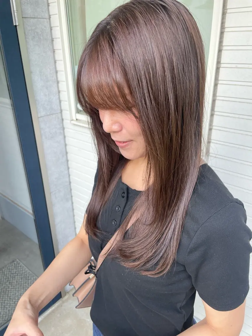 ロング カット ヘアカラー トリートメント ⭐️髪質改善カラー lisaaaa⭐️のヘアスタイル