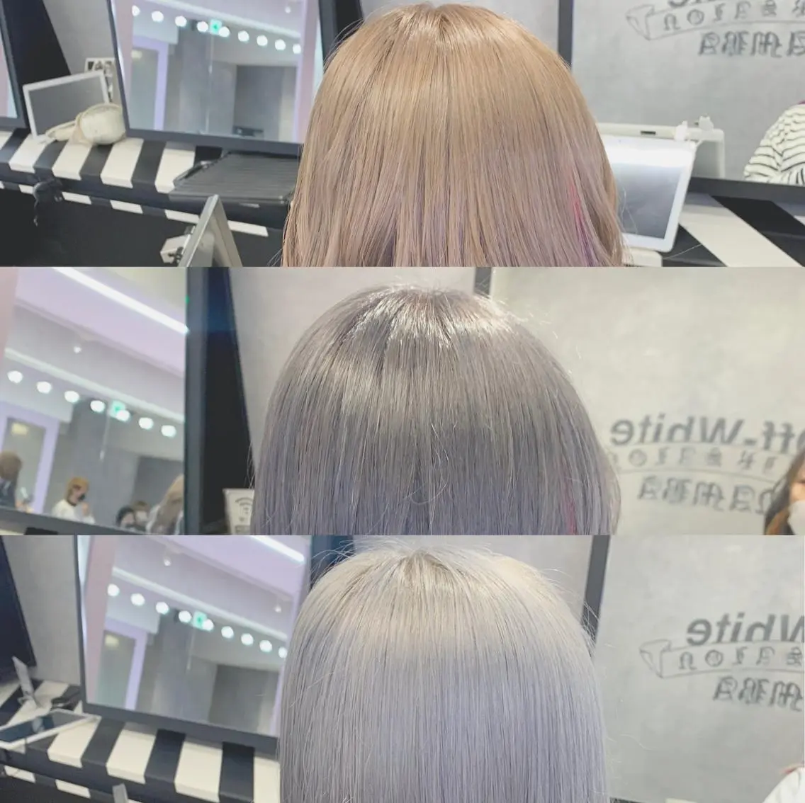 セミロング ブリーチ&エクステ 🥀ケアカラー特化のヘアスタイル