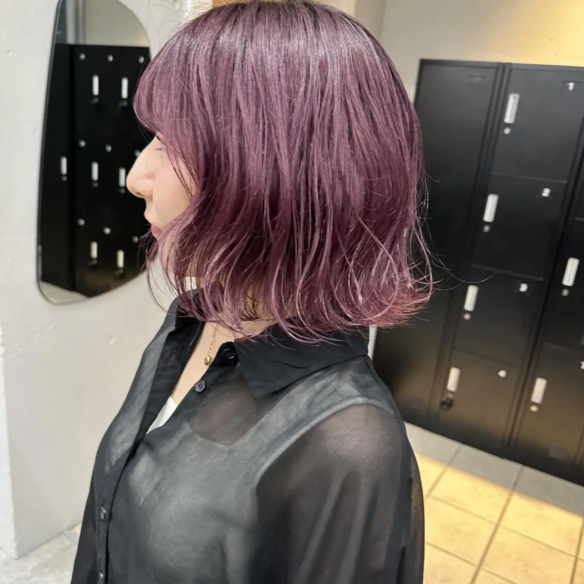 ミディアム カラー ラベンダーカラー ラベンダーピンク ピンクカラー ボブ ヘアカラー トリートメント ハイトーン😺艶 ✨ブリーチ✨透明感のヘアスタイル