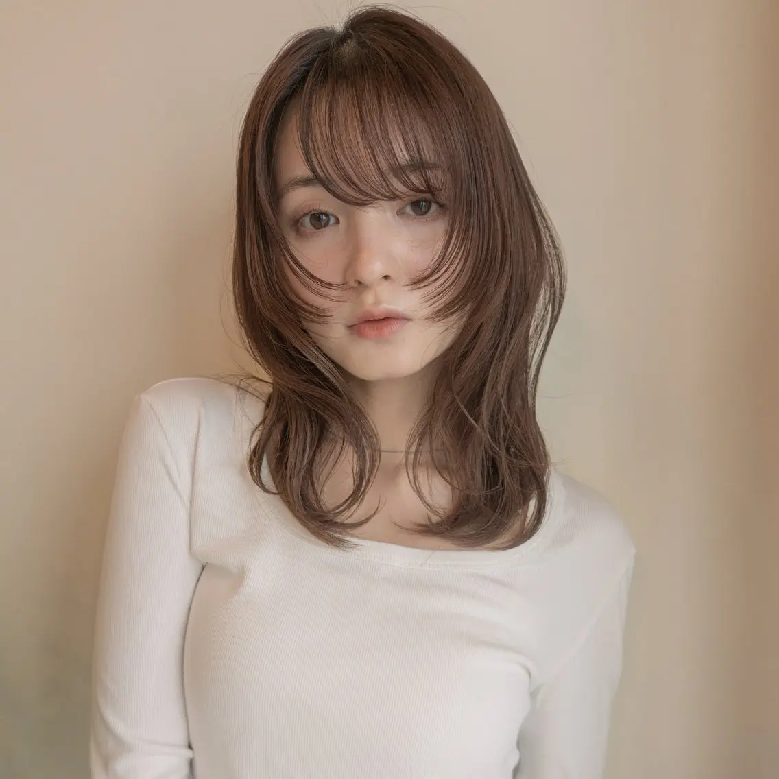 セミロング カラー カット ヘアカラー 韓国レイヤー　船橋 徒歩5分/小川友美のヘアスタイル