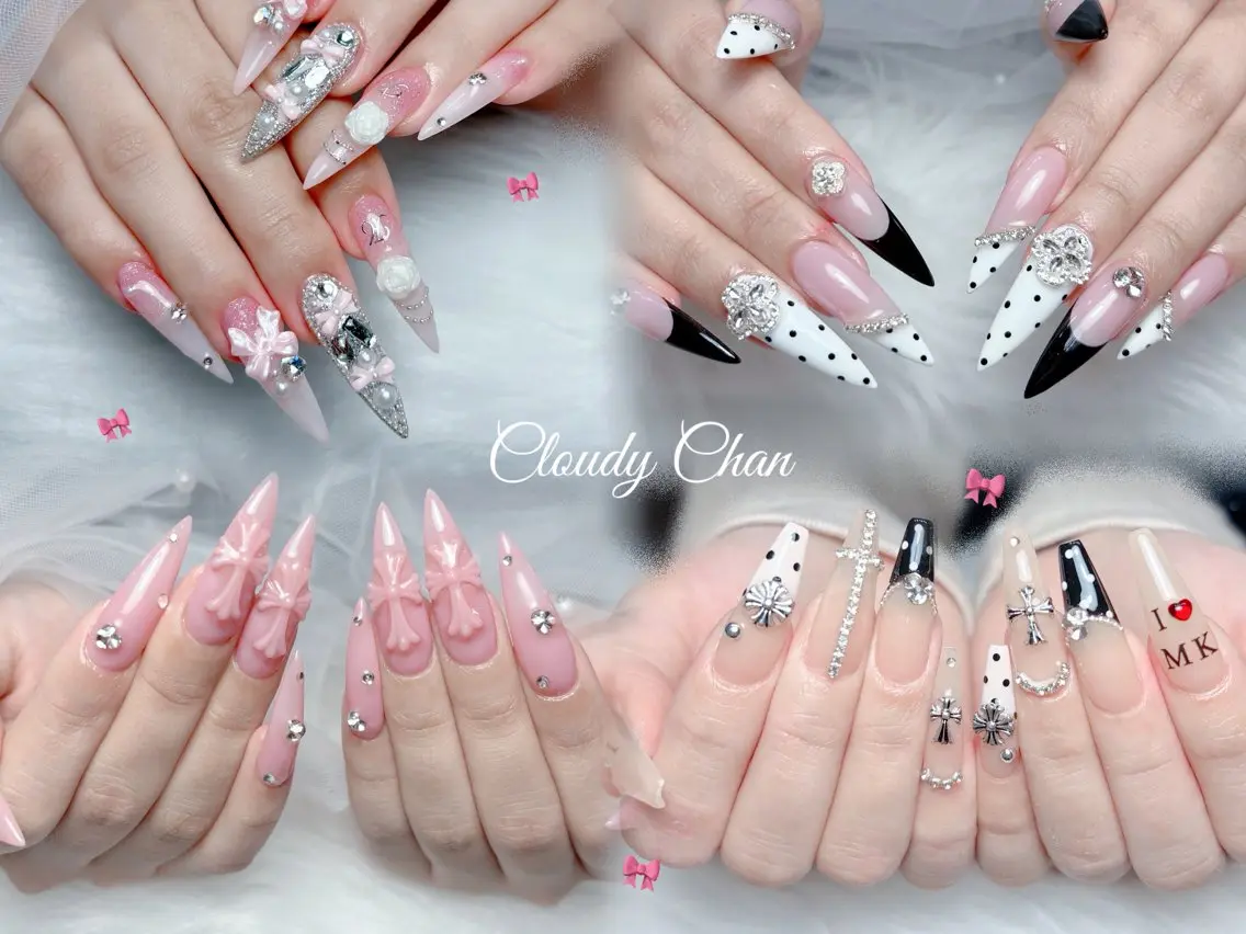 ネイル アートネイル 長さ出し ジェルネイル 韓国ネイル マグネットネイル ハンドネイル Cloudy Chan Nailのネイルデザイン