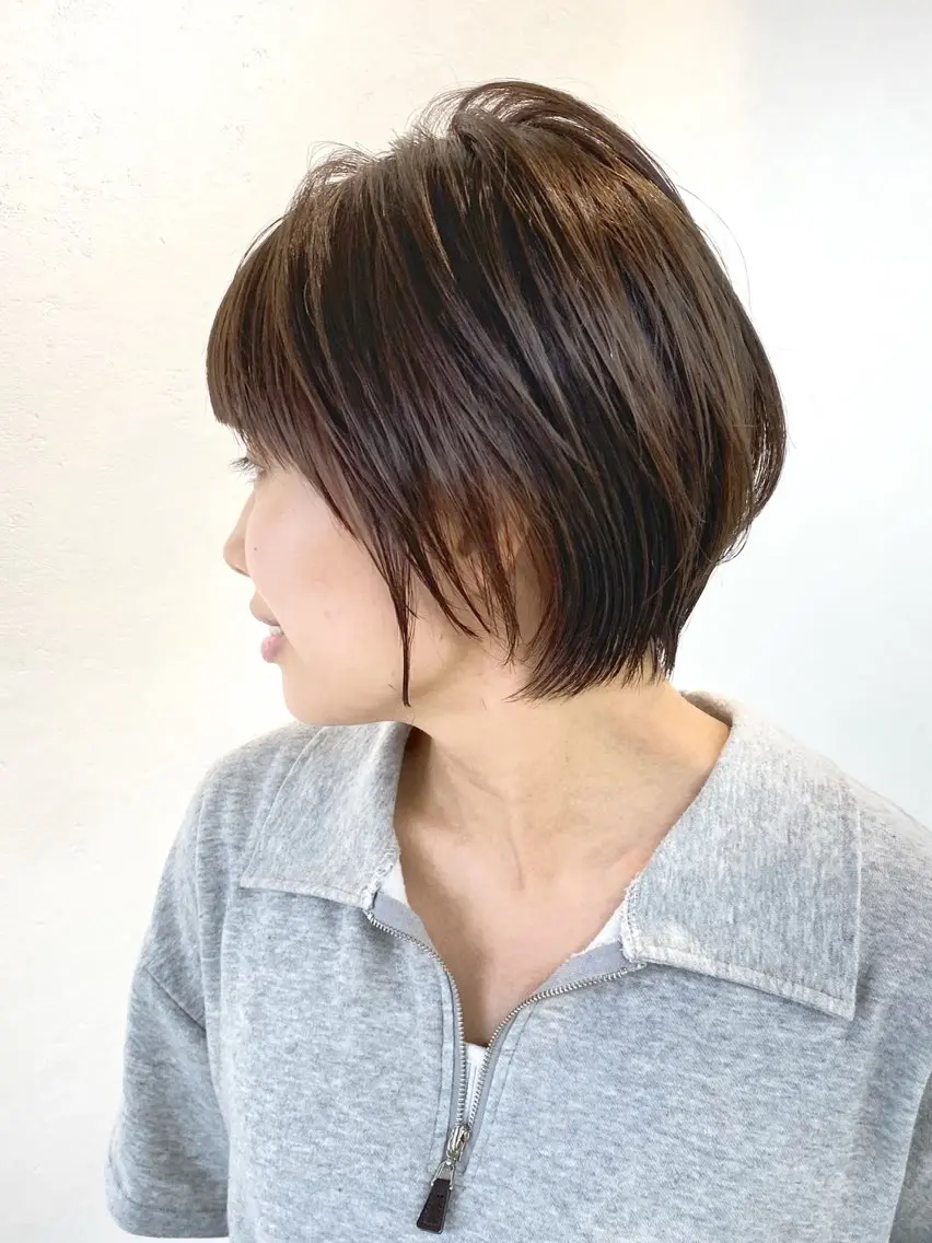 ショート カラー ショートボブ ハンサムショート 丸みショート ハイライトカラー ボブ 当日予約🆗ショート /ハイライト/松本のヘアスタイル
