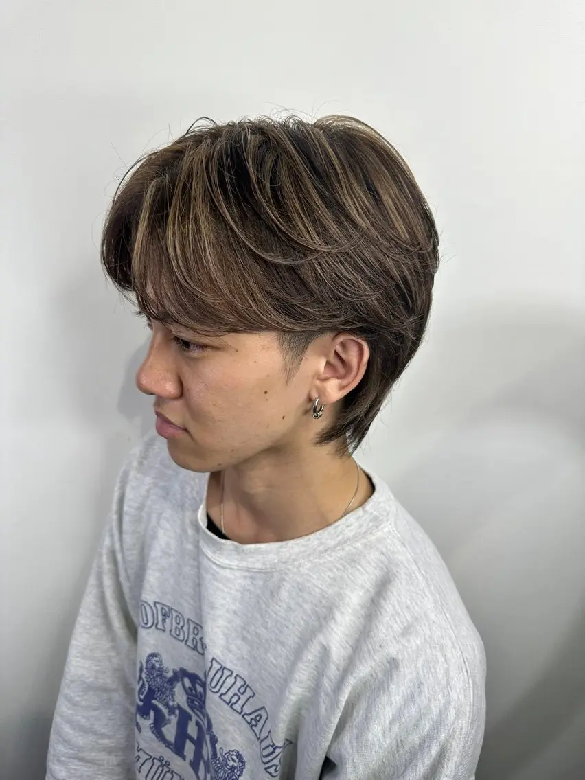 ミディアム 外国人風カラー ハイライト レイヤーカット 師藤 達也のヘアスタイル