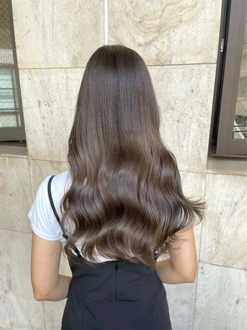 ロング ピンクブラウン 顔周りカット 髪質改善 縮毛矯正 カット ヘアカラー トリートメント 前髪顔周り/艶カラ ーYudaiのヘアスタイル