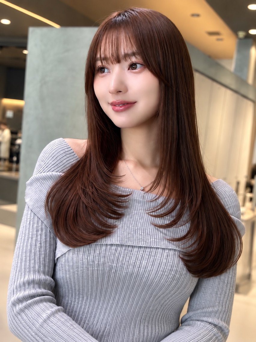 ミディアム カラー カット ヘアカラー トリートメント 🦋韓国レイヤー 艶髪矯正🦋凛太郎のヘアスタイル