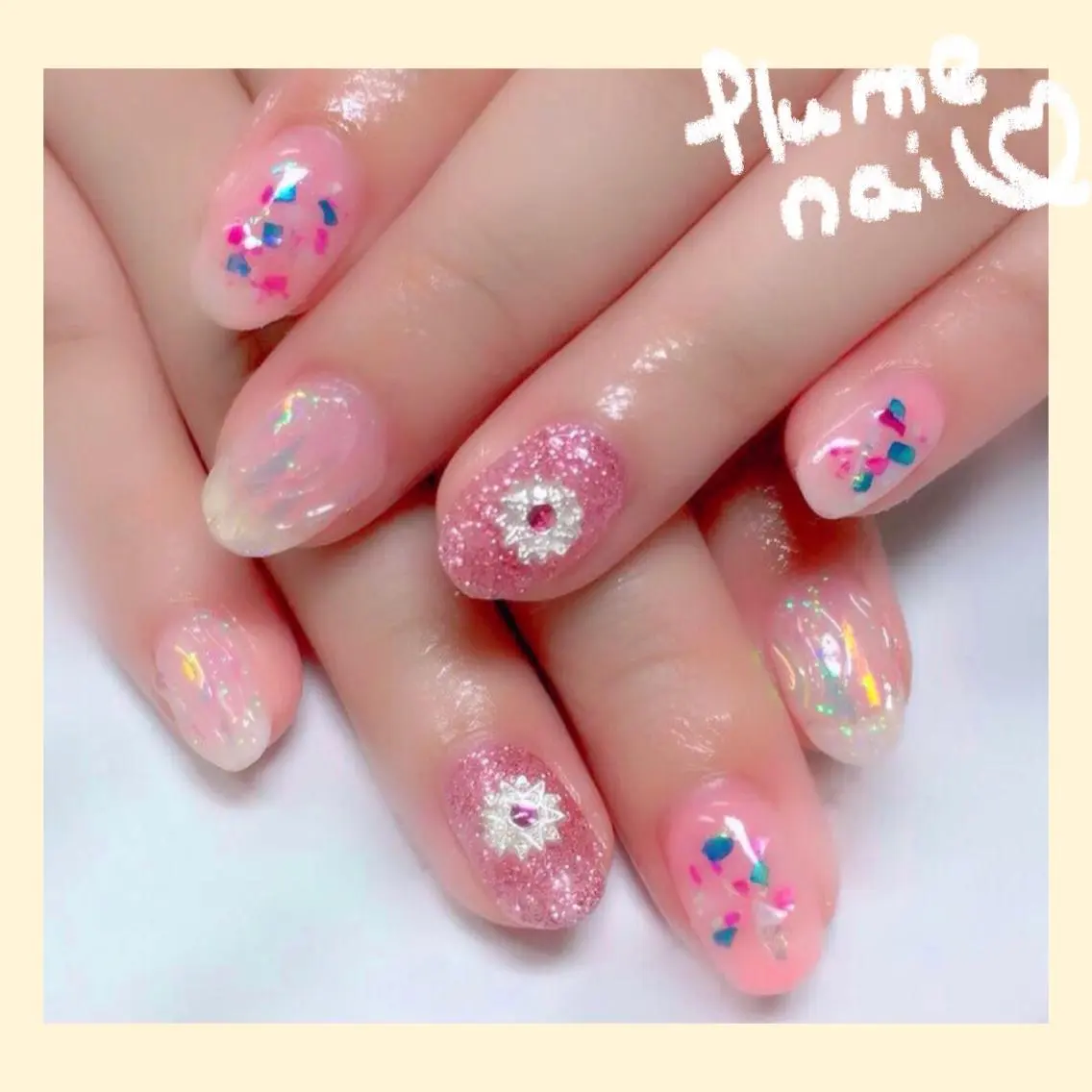 ネイル クリアネイル キラキラネイル 韓国ネイル ラメ(グリッター) 春ネイル plume nail ☆韓国ネイルのネイルデザイン