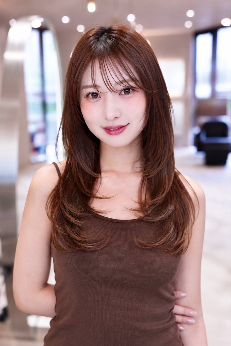 セミロング くびれヘア 韓国風ヘア レイヤーカット カット トリートメント ヘッドスパ ヘアセット 顔周りレイヤー🪽 まゆかのヘアスタイル