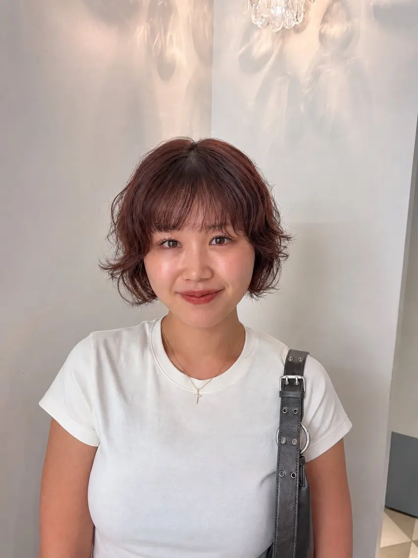 ショート カラー パーマ ボブレイヤー ボブ レイヤーカット パーマ ヒナ/酸性ストレート /レイヤーカットのヘアスタイル