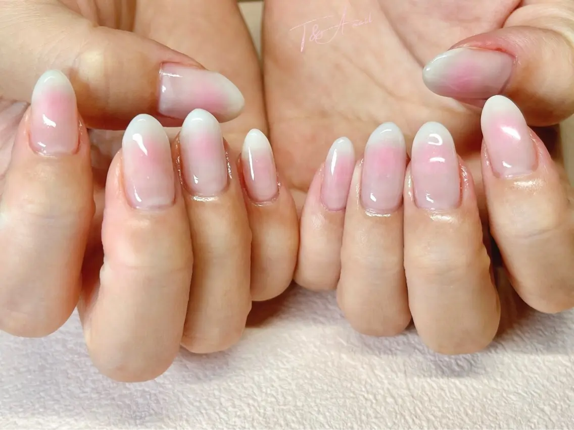 ネイル チークネイル ジェルネイル グラデーション ピンク スカルプネイル T&A nailのネイルデザイン