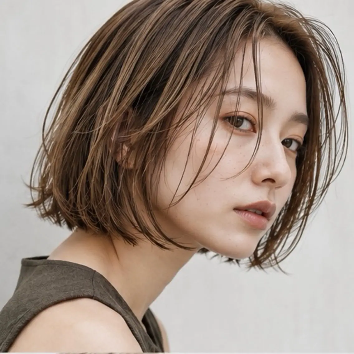 ミディアム カット ヘアカラー トリートメント カット特化 /BLUET/新宿のヘアスタイル
